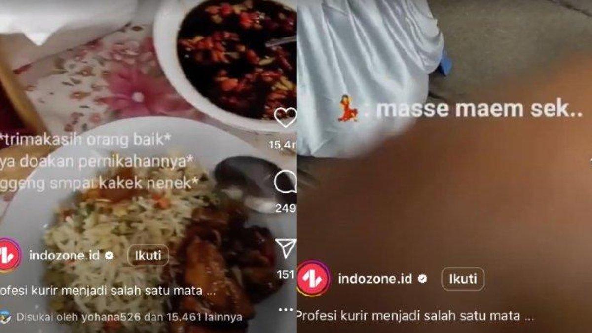 Viral kurir di Surabaya antar paket saat pesta perkawinan, jadi tamu dadakan.