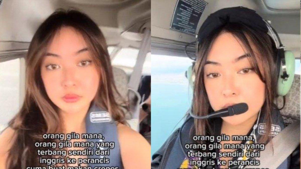 
Viral mahasiswi asal Indonesia terbangkan pesawat sendiri dari Inggris ke Prancis demi beli crepes. 
