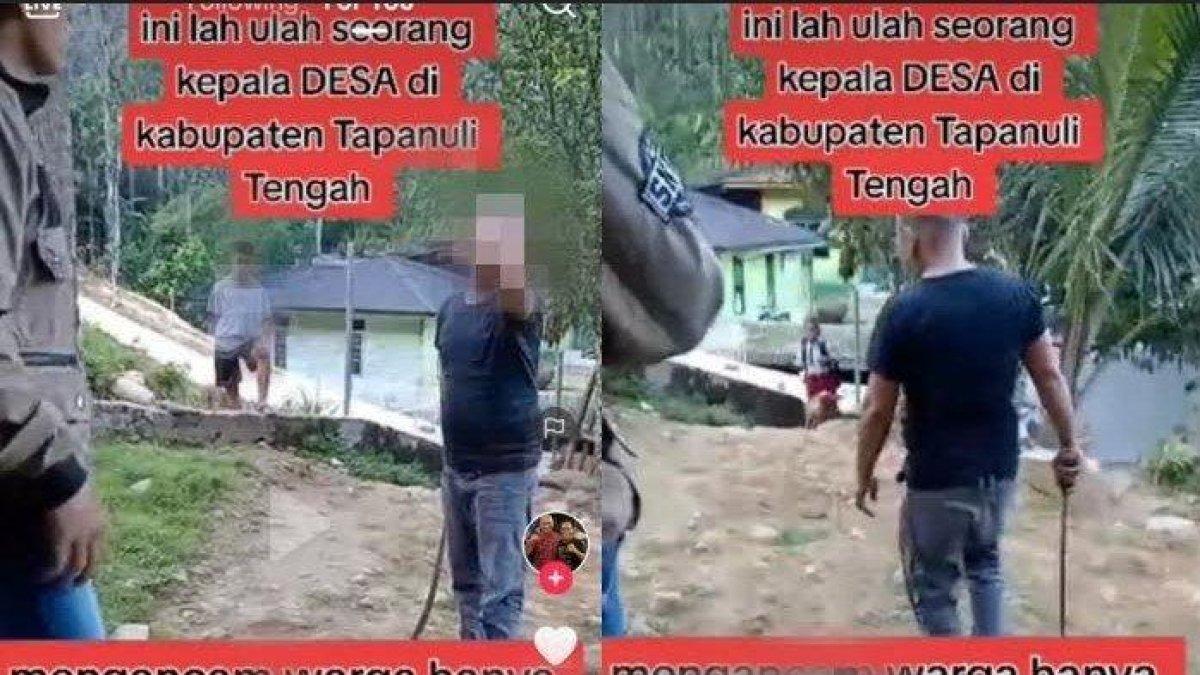 Viral oknum Kepala Desa (Kades) di Tapanuli Tengah ngamuk dan ancam warganya pakai parang