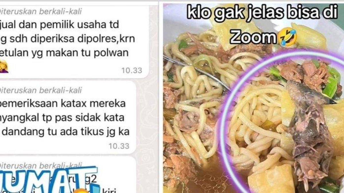 Viral pembeli mie ayam temukan daging mirip tikus, ada kepala dan kaki.