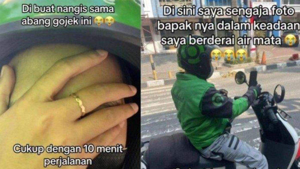 Viral, penumpang wanita curhat dibikin menangis haru karena driver ojek online tak mau dibayar.