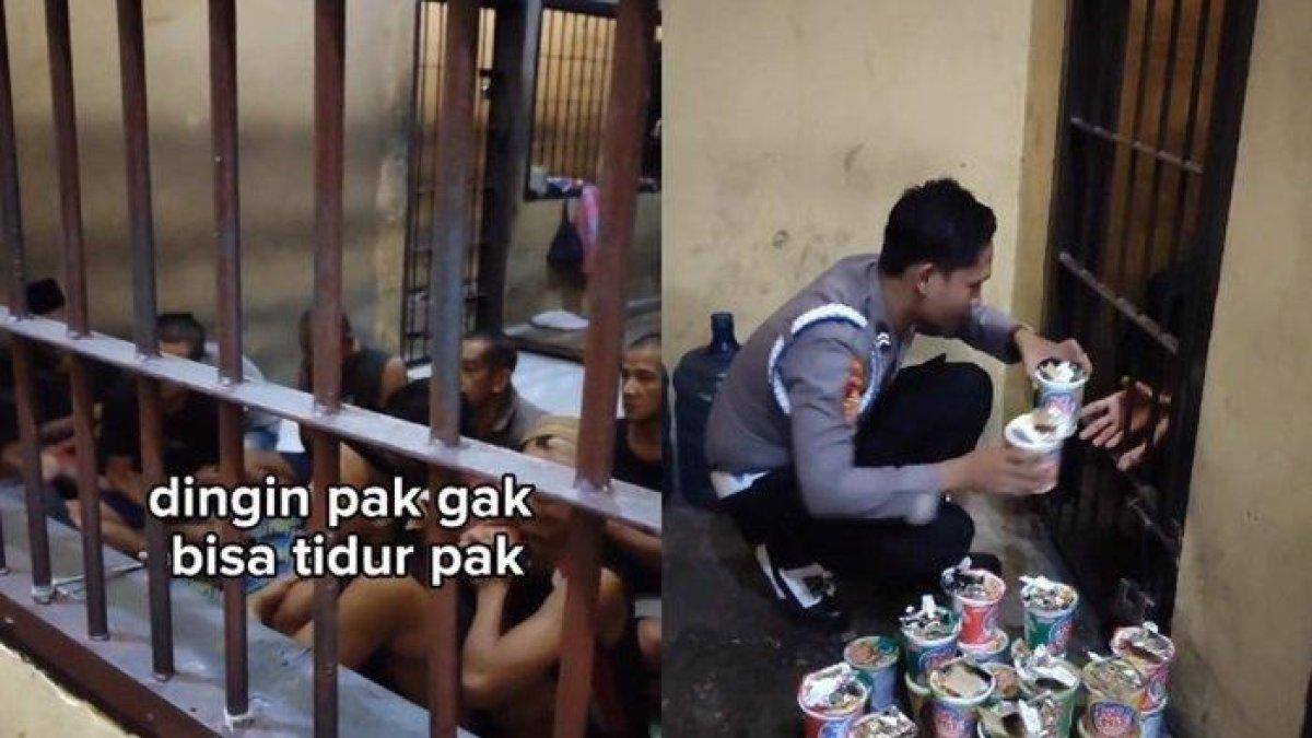 Viral polisi belikan mie instan untuk para tahanan gegara banyak yang ngeluh kedinginan