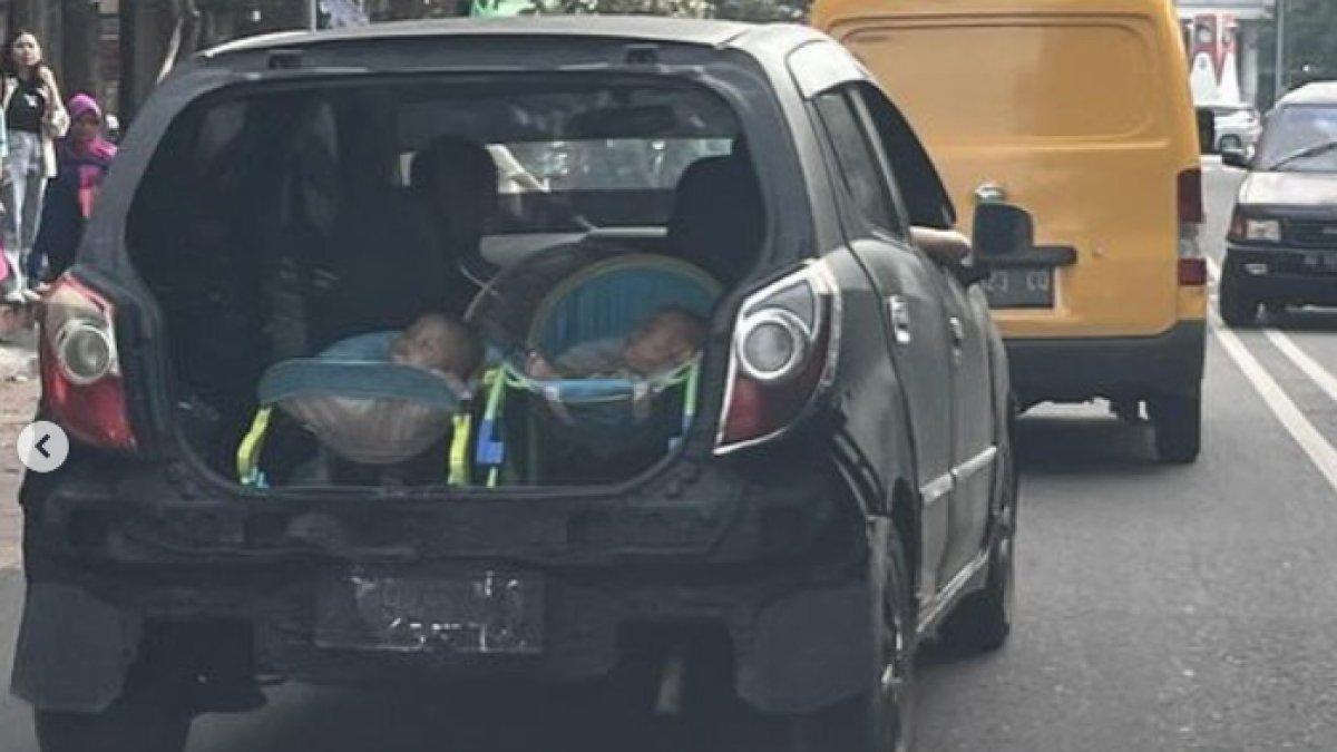 Viral video anak balita diletakan di belakang mobil tanpa pintu