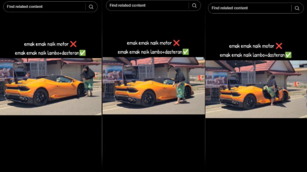 Viral wanita berdaster menaiki lamborghini