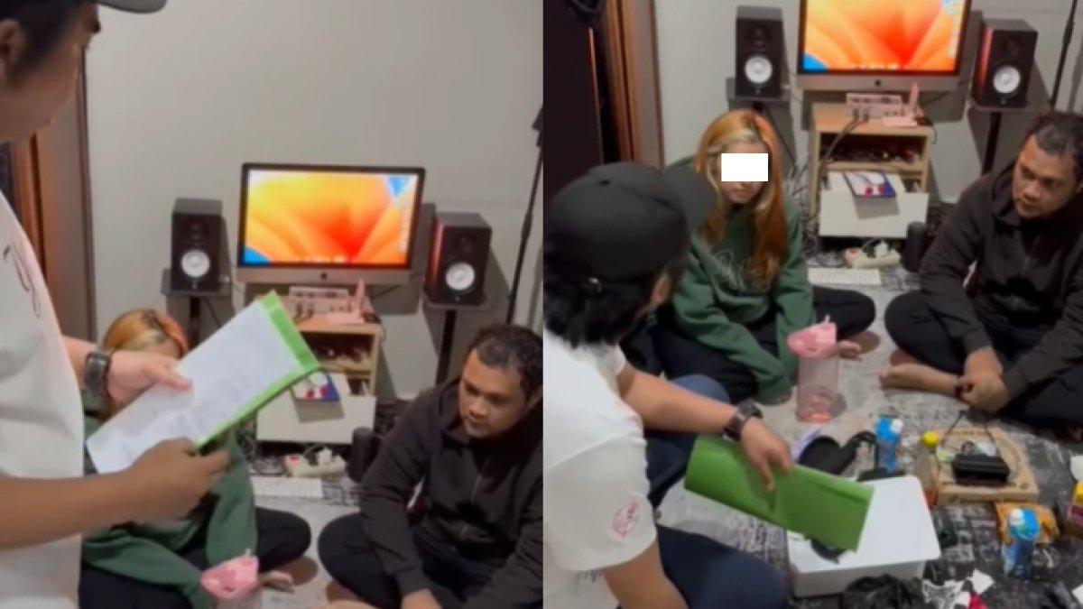 Virgoun dan wanita berambut pirang cukup kooperatif saat ditangkap