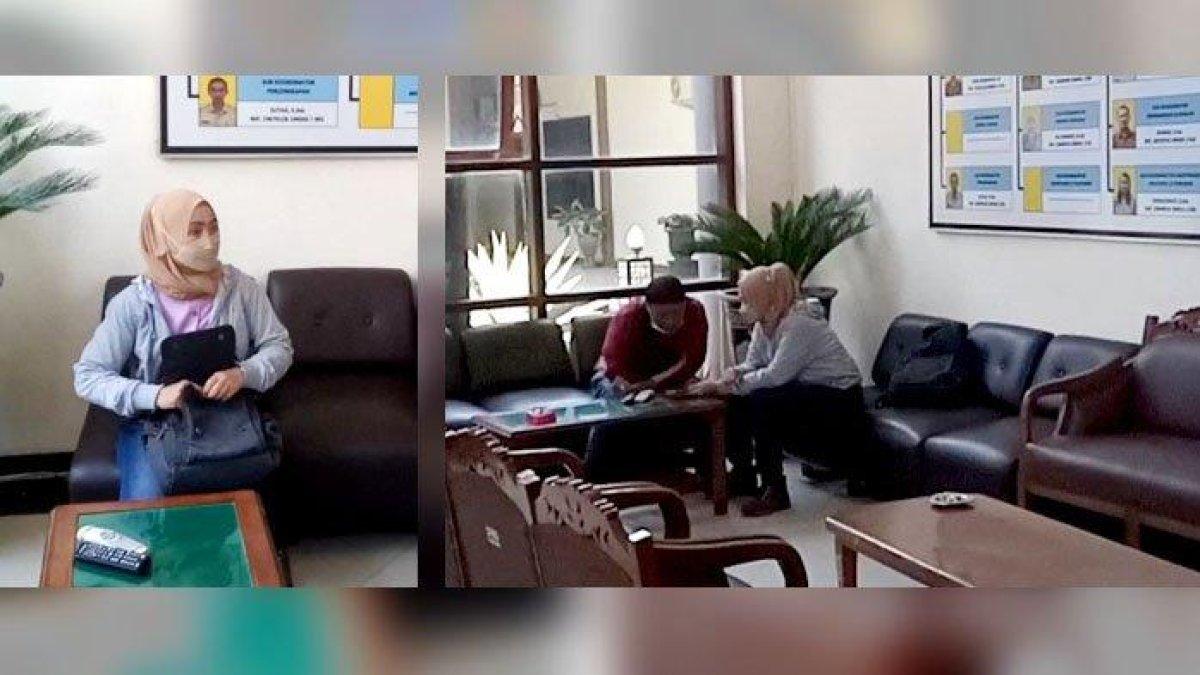 WN saat mendatangi Kantor DPRD Tulungagung untuk melaporkan MB, Selasa (5/9/2023)