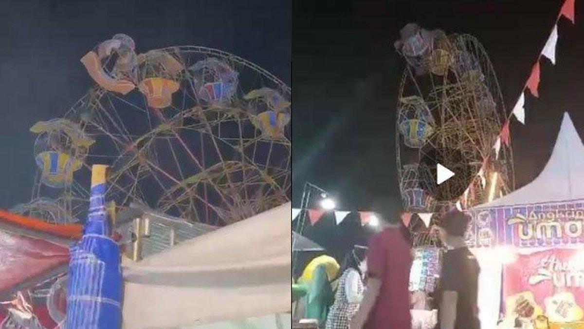 Ngeri Rantai Bianglala Di Pasar Malam Pamekasan Putus Keranjang