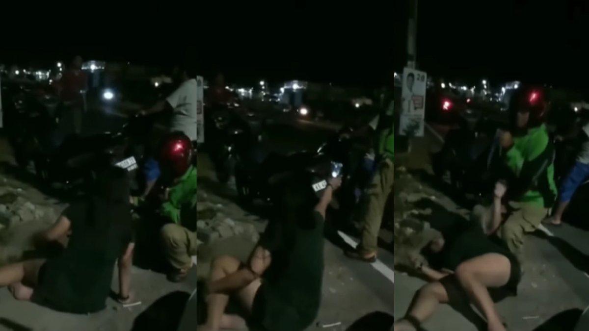 Wanita ngambek sama pacar kemudian tantrum di jalan