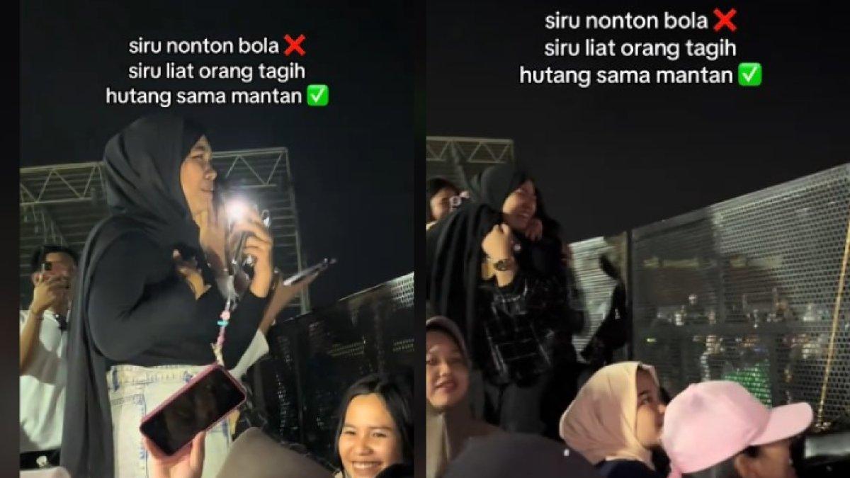 Wanita tagih utang ke mantan pacar di tengah konser.
