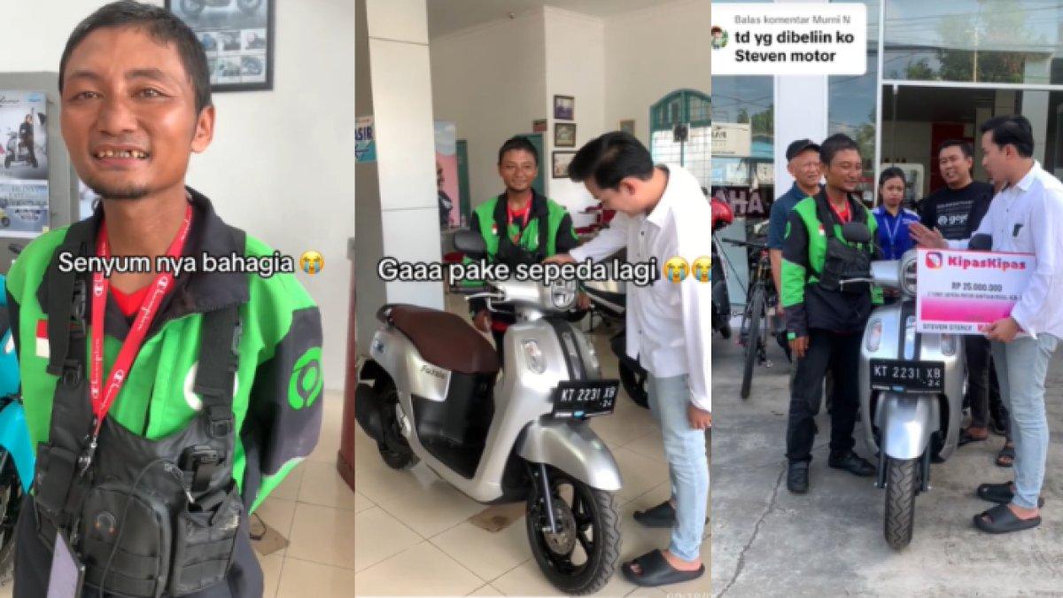 Wanto mendapat motor baru dari TikToker sekaligus pengusaha Steven Stenly (TikTok/king.affiliator)