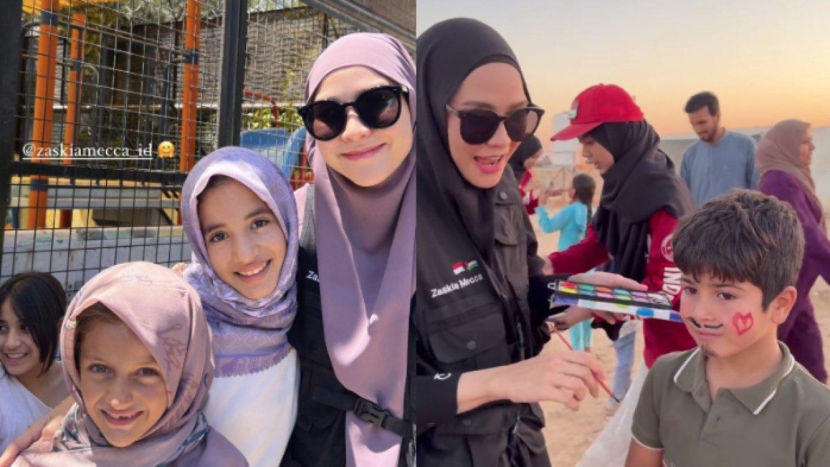 Zaskia Adya Mecca bertemu warga Palestina di camp pengungsi Yordania.