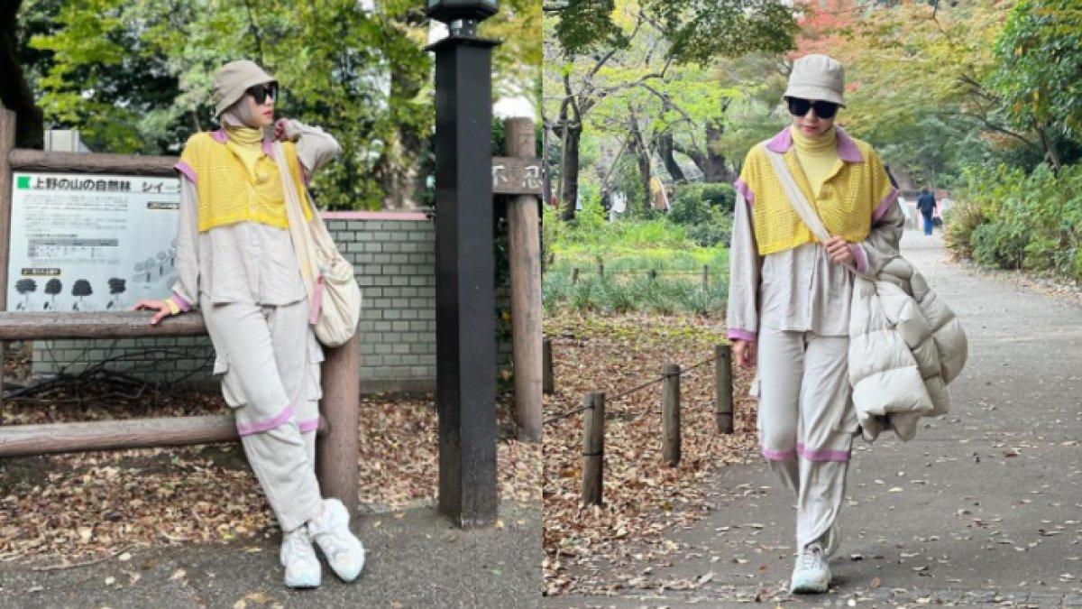 Zaskia memakai busana yang lebih colorful dibanding OOTD sebelumnya.