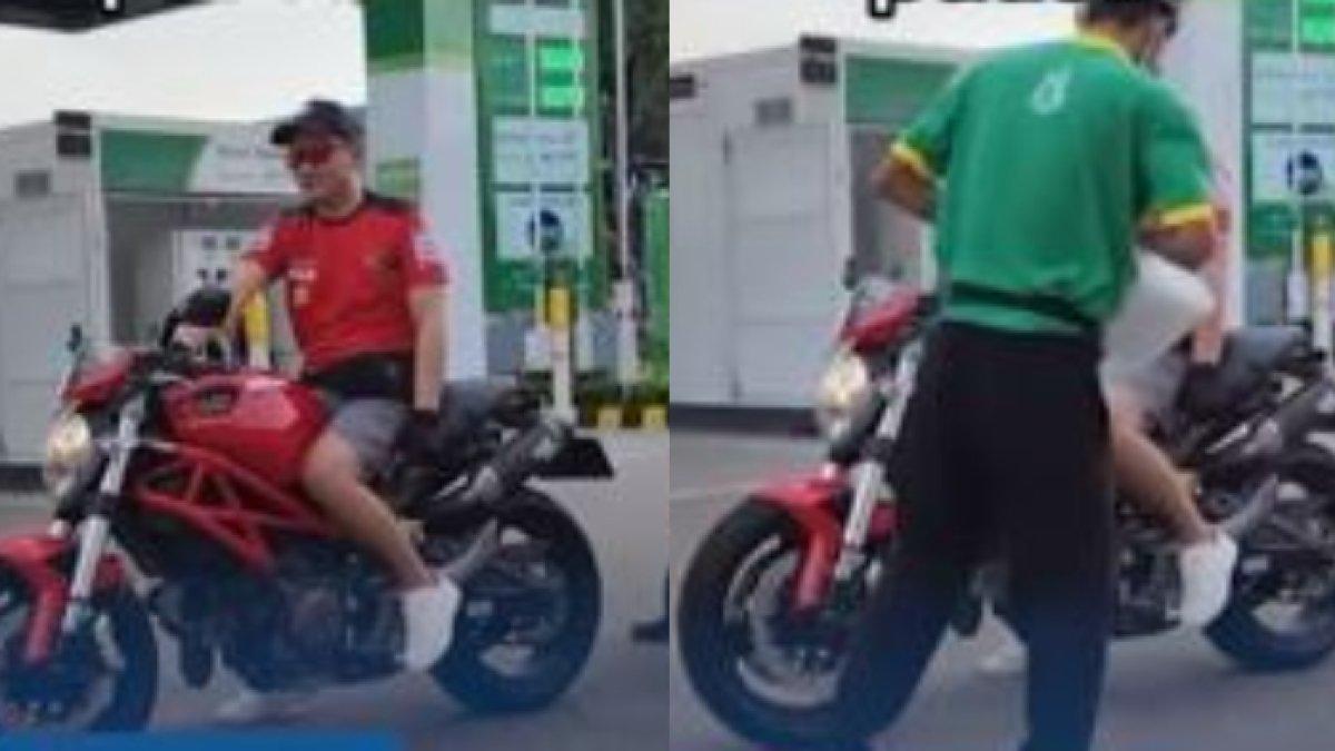 Aksi pengendara Ducati menolak diberi takjil gratis