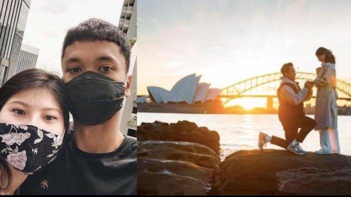 Anthony Sinisuka Ginting melamar kekasihnya Mitzi Abigail di Australia.