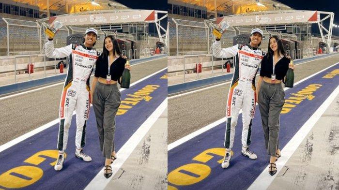 Anya Geraldine bagikan momen bersama Sean Gelael di sirkuit Sakhir, Bahrain.