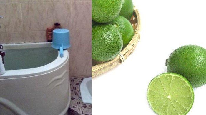 Cara membersihkan lantai kamar mandi menggunakan jeruk nipis.