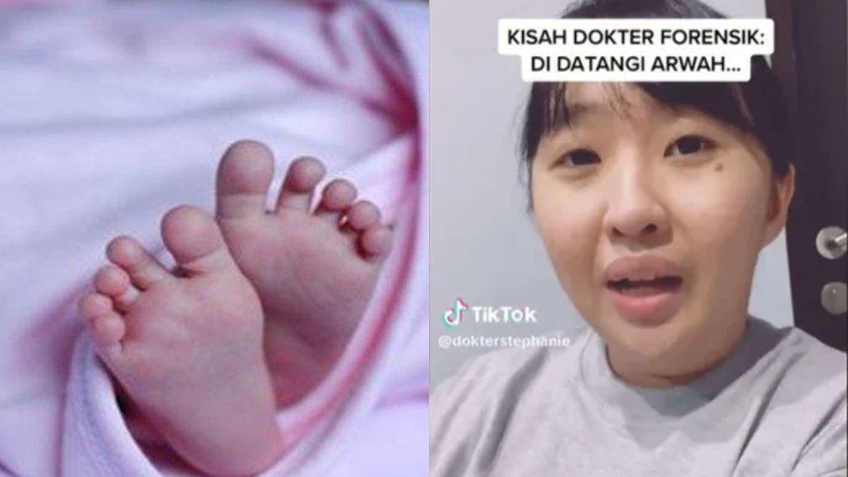 dokter forensik memeriksa jasad bayi kembar