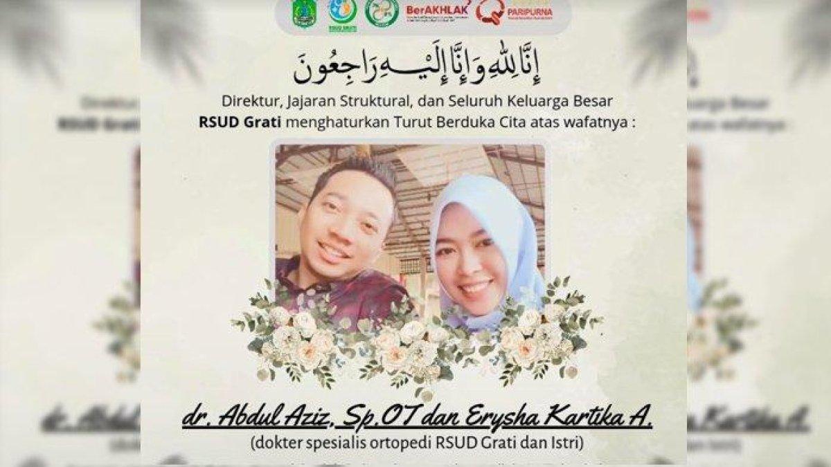 dr Abdul Aziz, Sp, OT dan istrinya meninggal dunia dalam insiden kecelakaan motor gede di Probolinggo.