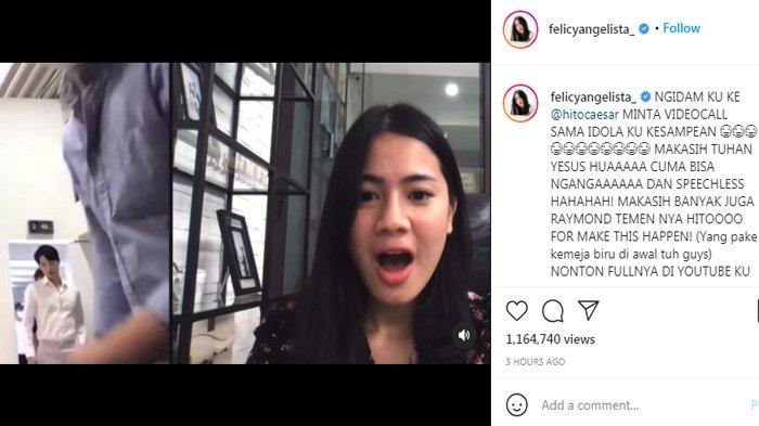 Felicya Angelista tampak tercengang saat video call dengan Song Joong Ki.