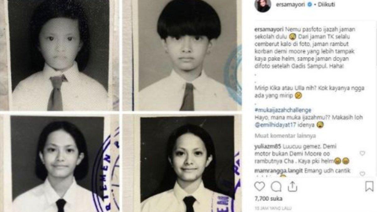 Foto ijazah Ersa Mayori, dari anak-anak hingga dewasa
