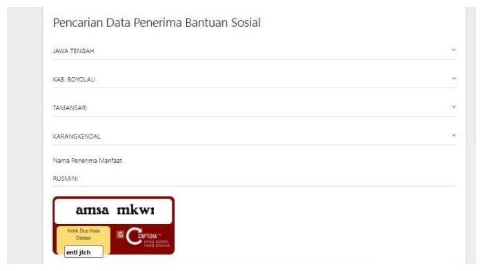 Halaman website cekbansos.kemensos.go.id
