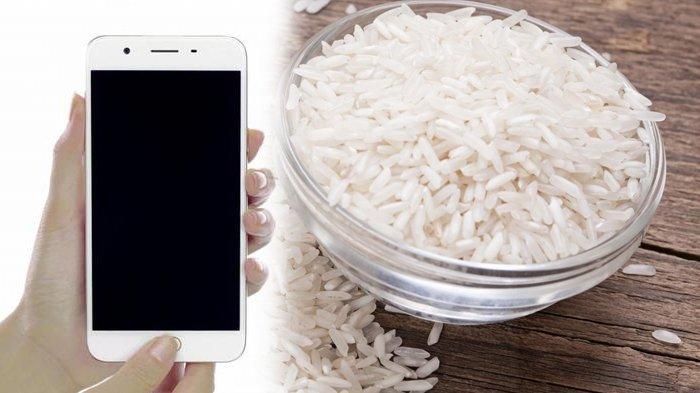 Mengatasi HP yang terkena air menggunakan beras.