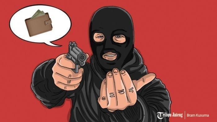 Ilustrasi perampok dengan senjata api.