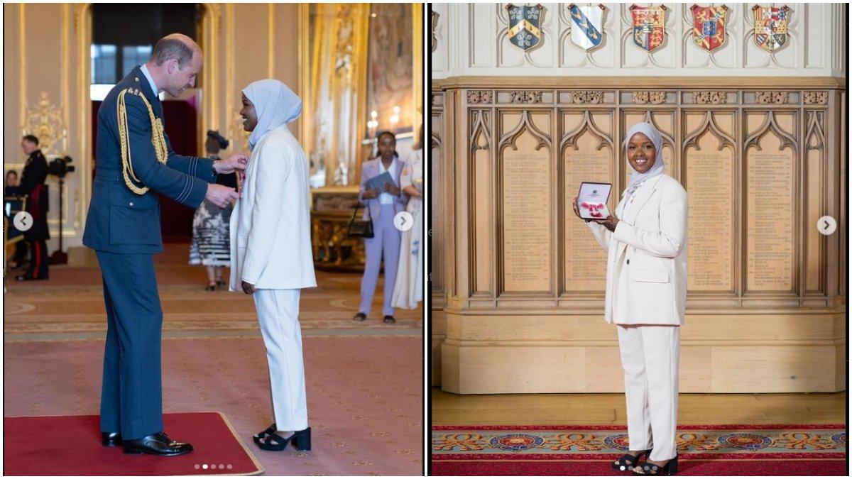 Jawahir Roble meraih gelar bangsawan MBE dari Pangeran William.