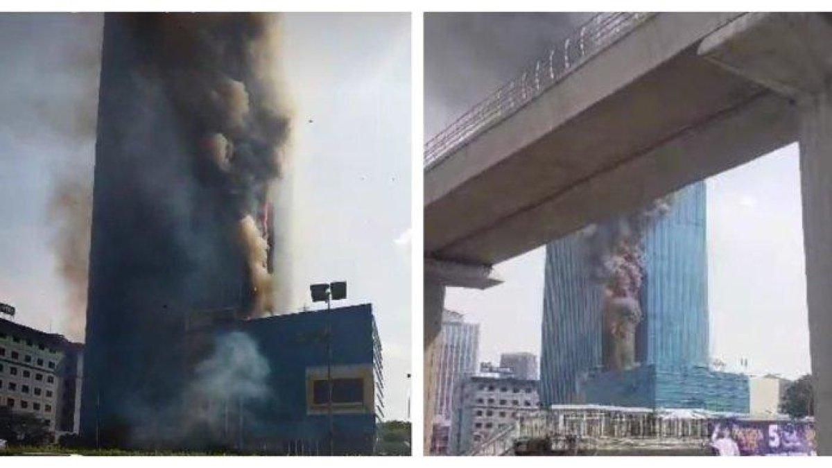 Kebakaran terjadi di gedung K Link Tower di Jalan Gatot Subroto.