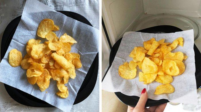Tips dapur, membuat keripik renyah kembali.