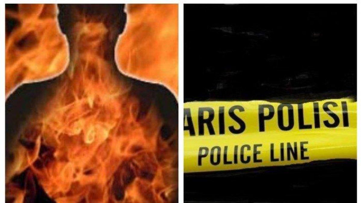 Kolase foto ilustrasi, suami membakar istri dan dua anaknya lantaran terbakar cemburu.