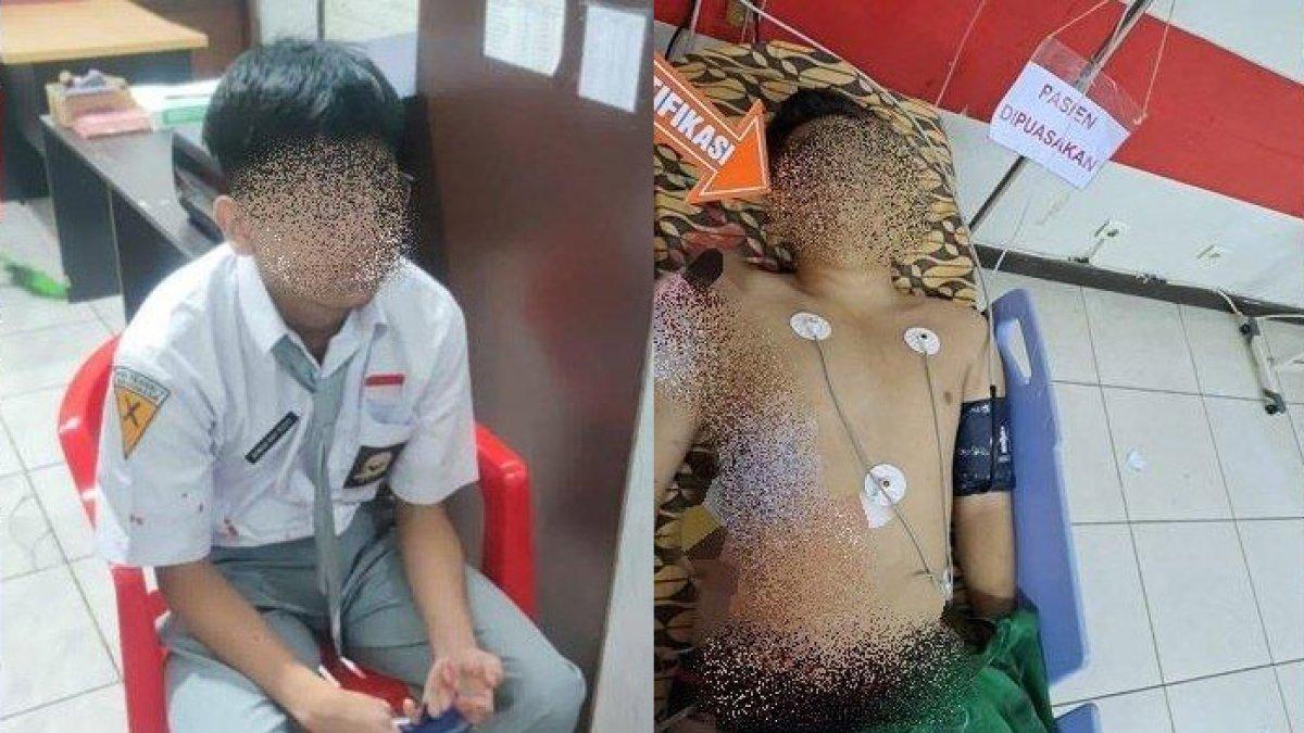 Korban dan pelaku penusukan yang terjadi di SMAN 7 Banjarmasin.
