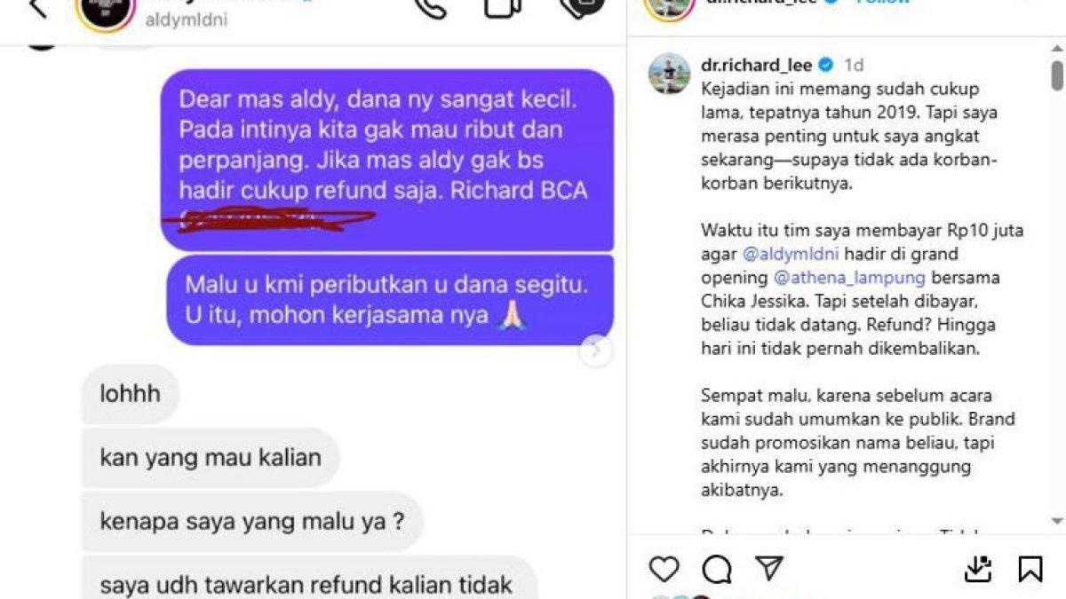 kronologi Dokter Richard Lee ngaku ditipu Aldy Eks CJR hingga rugi Rp 10 juta