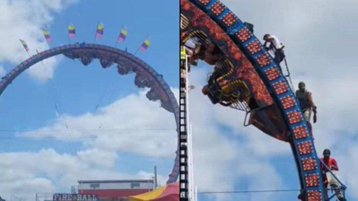 Kronoloogi roller coaster berhenti mendadak hingga menyebabkan penumpang terjebak dalam posisi terbalik