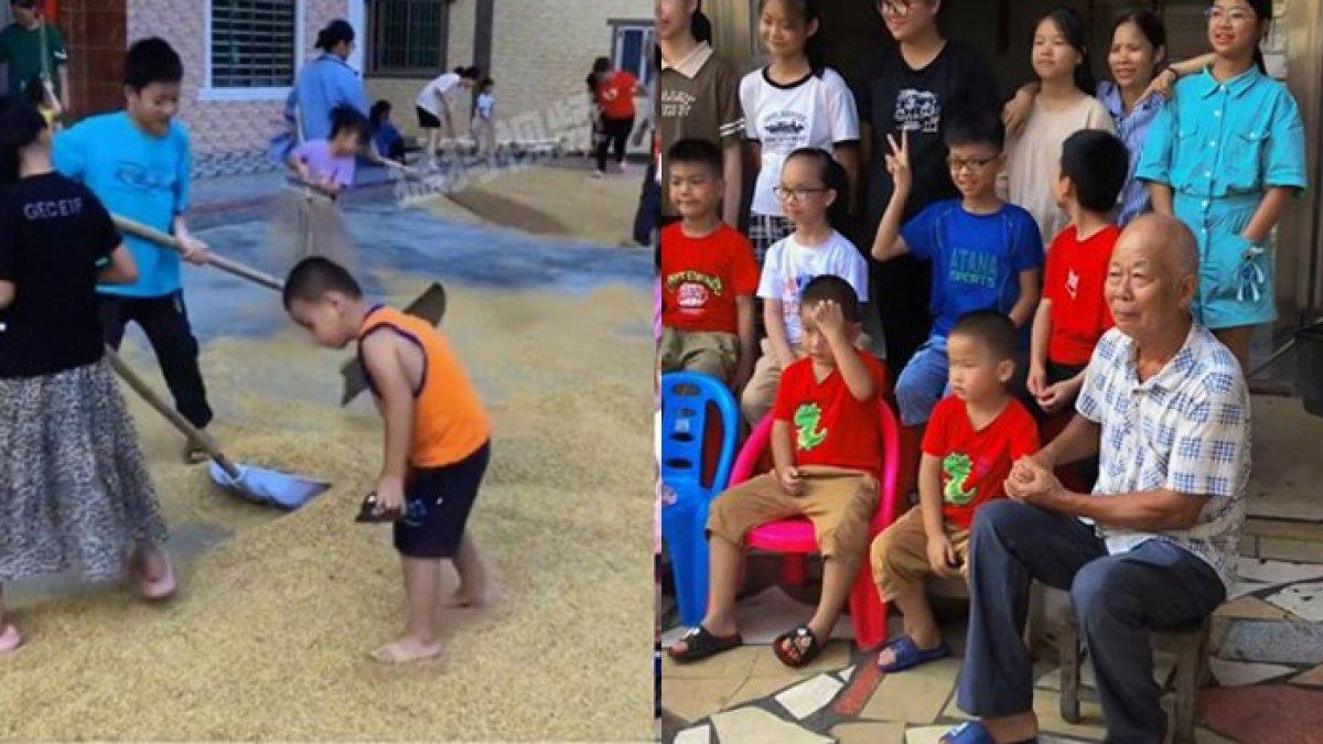 Momen liburan seru sepasang kakek nenek lansia bersama 22 cucunya di desa.