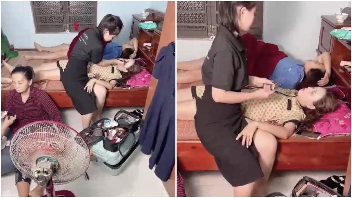 MUA merias pengantin yang tertidur lemas.