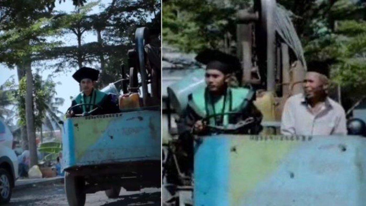 Nur Hidayat, wisudawan UIN Salatiga yang datang naik benso