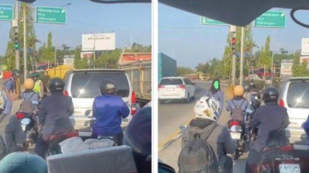 pelajar perempun yang tak memakai helm