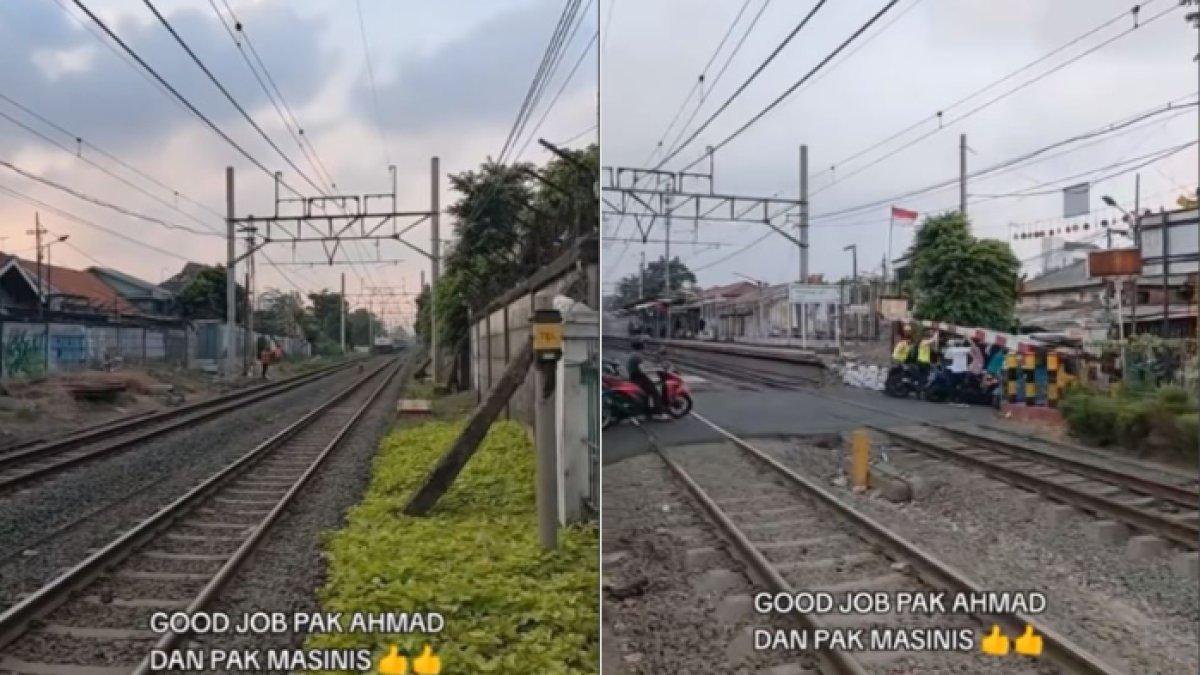 petugas kemudian mengibarkan bendera merah