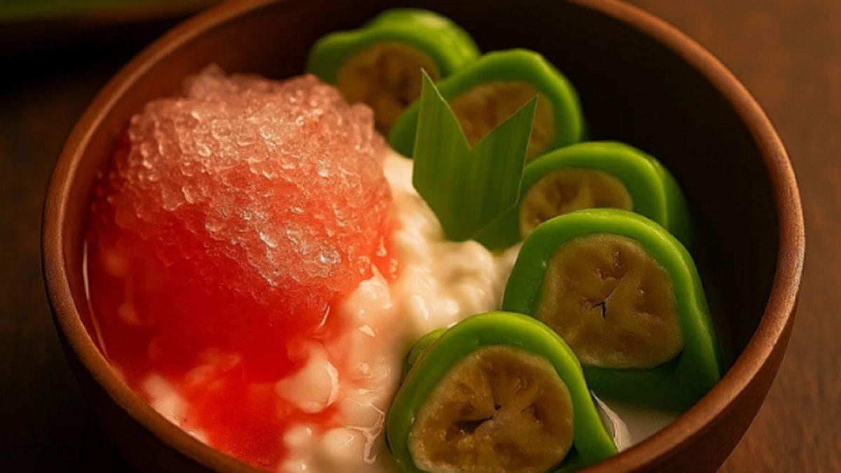 Inilah cara mudah membuat Es Pisang Ijo, kudapan khas Makassar, Sulsel, kuncinya harus disajikan dengan sirup campolay, es serut, dan saus
