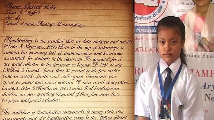 Prakriti Malla - 5 Fakta Menarik Gadis Pemilik Tulisan Tangan Tercantik ...