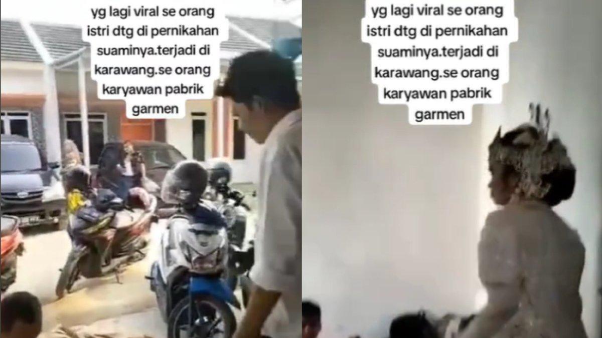 Pria karyawan sebuah pabrik garmen seketika kaget melihat sang istri ada di depan rumah hajatannya.