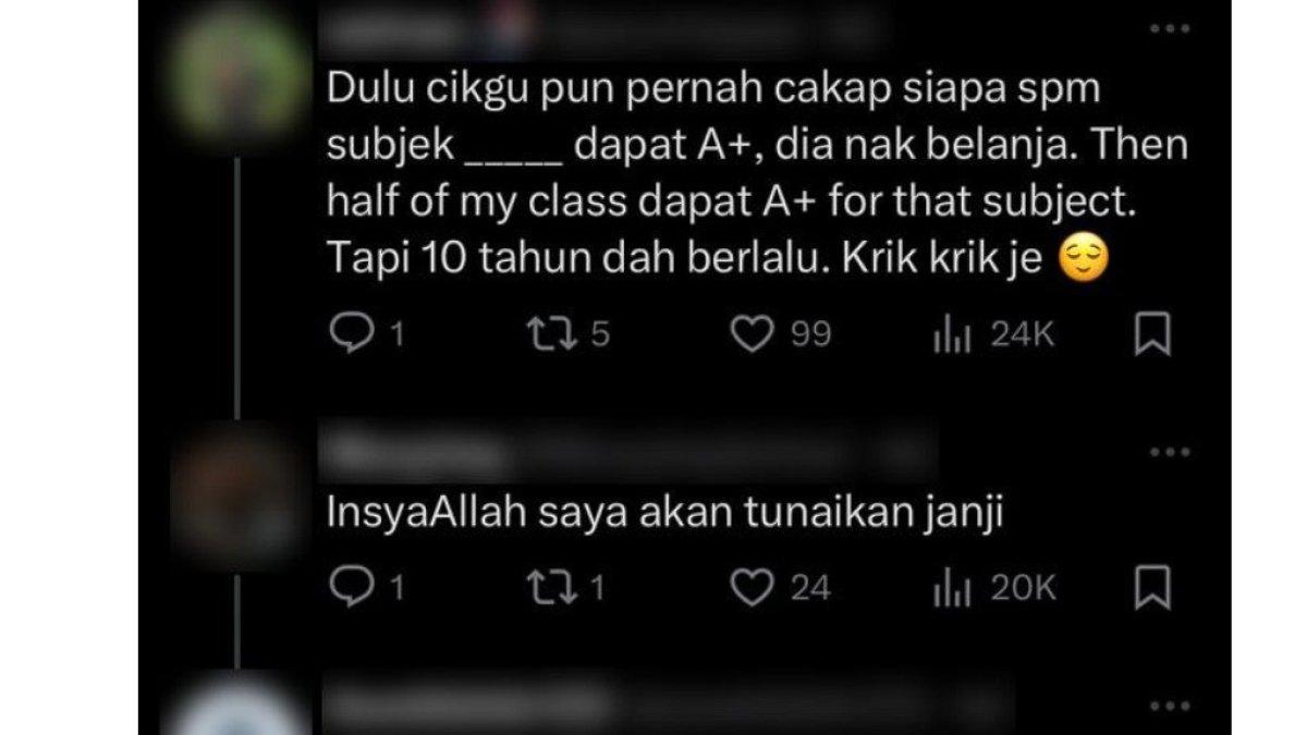 Curhatan guru janji belikan KFC ke murid viral di media sosial.