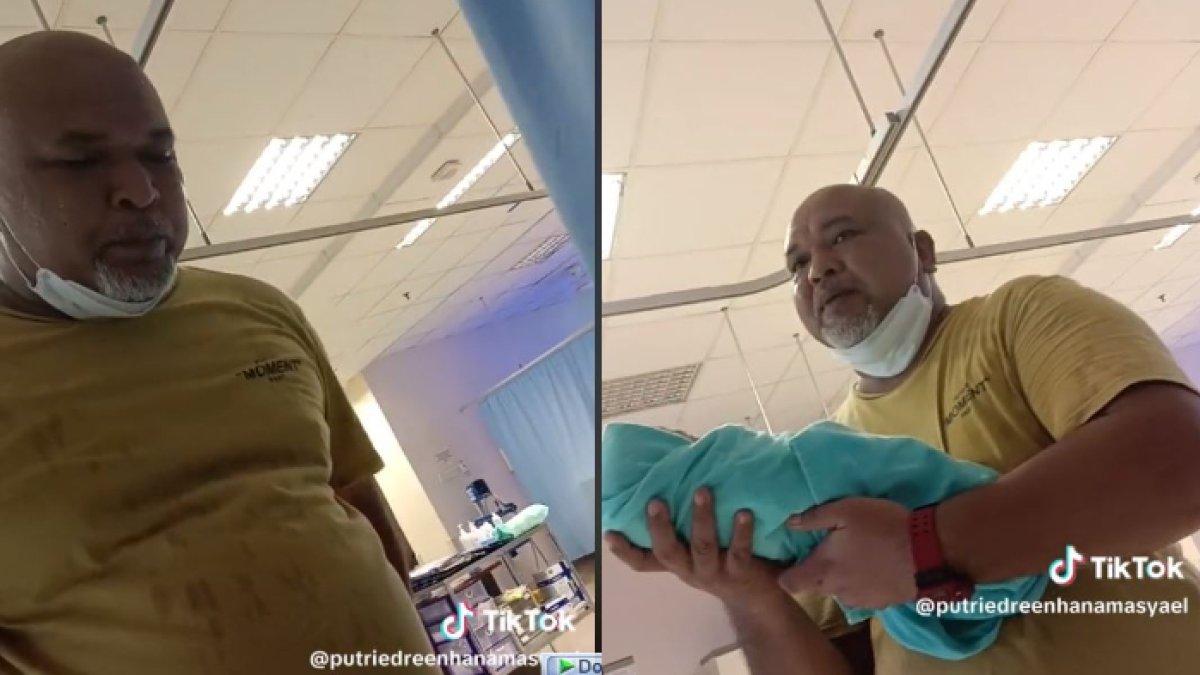 Saeful tak bisa membendung air matanya karena keinginannya memiliki anak terwujud setelah menanti 15 tahun