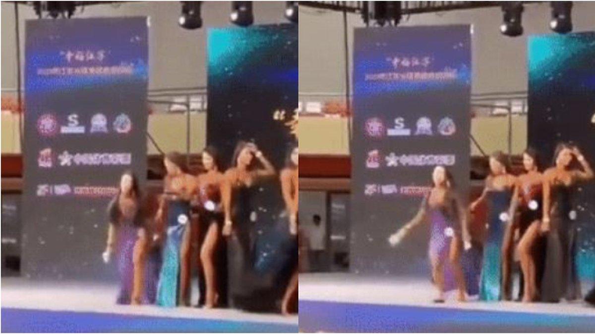 Seorang gadis marah karena tidak berhasil mencapai Top 6 dalam kontes kecantikan.