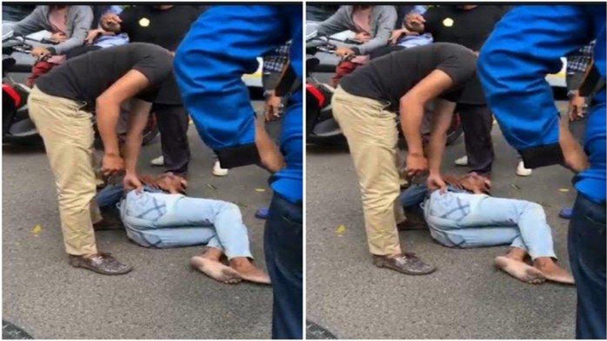 seorang pria diduga pencuri helm