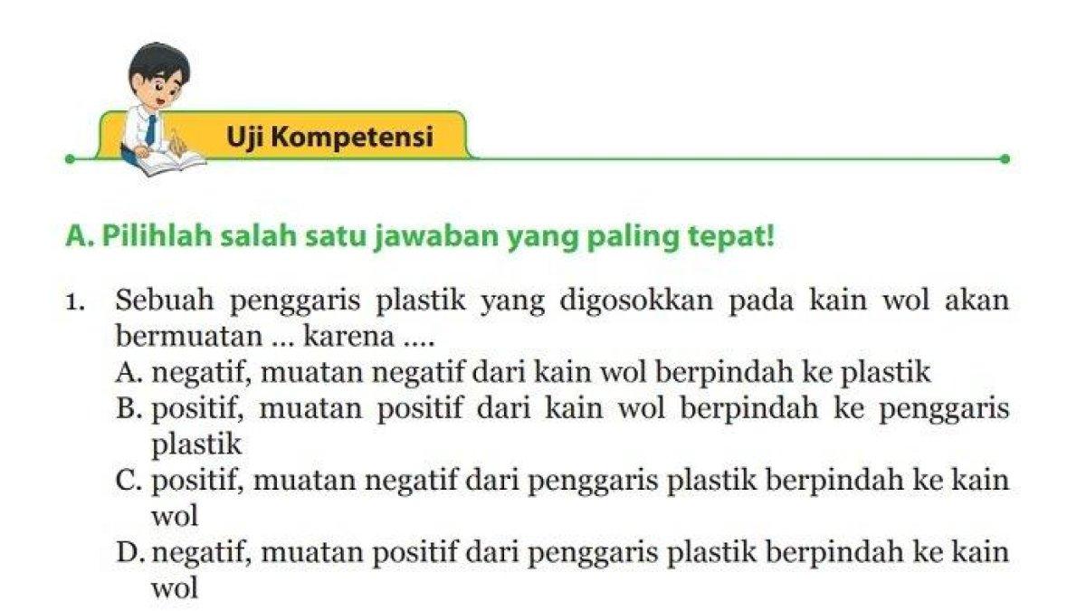 Kunci jawaban IPA Kelas 9 halaman 192 hingga 195. Terdapat soal seputar materi listrik statis bab 4 pada tugas Uji Kompetensi.
