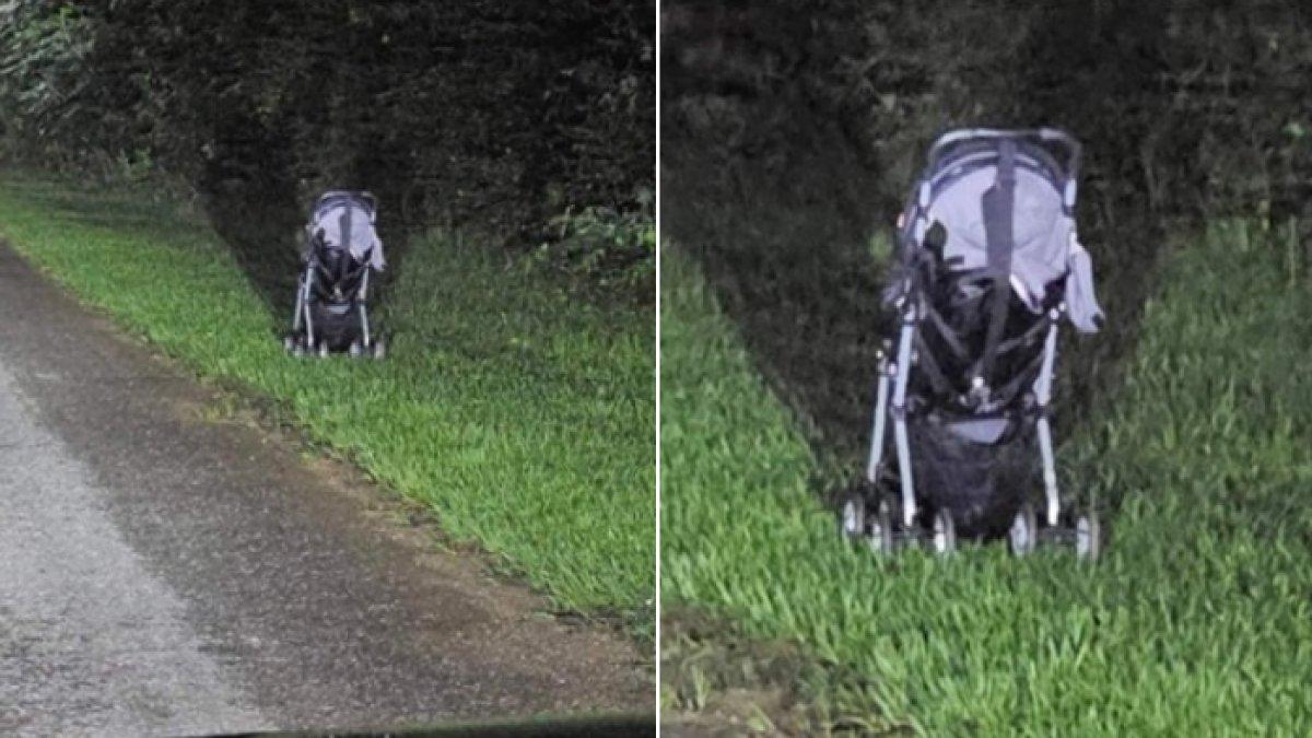 Stroller bayi di pinggir jalan saat tengah malam diduga jebakan penjahat atau perampok.