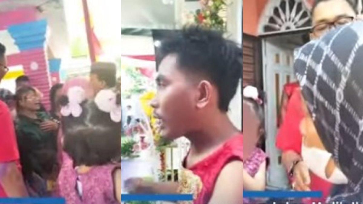 Suasana saat istri sah labrak suami nikah lagi, acara resepsi berubah kacau