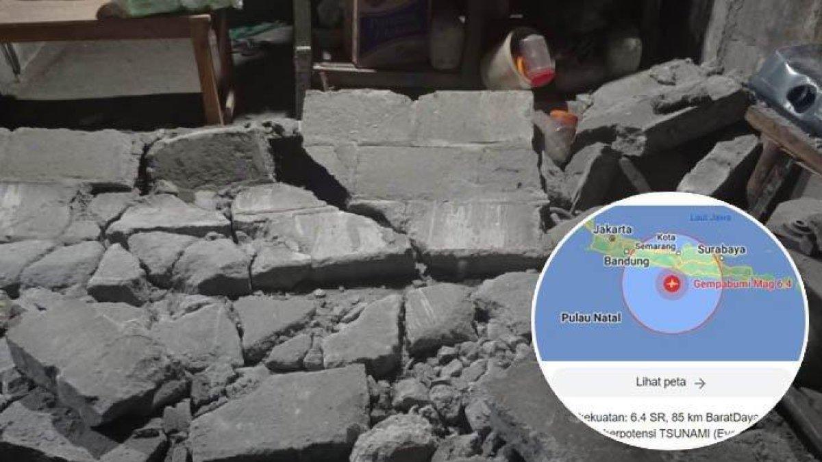 Tembok rumah Mbah Ponem setelah gempa Gempabumi Mag 6.4 di Barat Daya Bantul Yogyakarta, Jumat (30/6/2023) pukul 19.57.43 WIB.